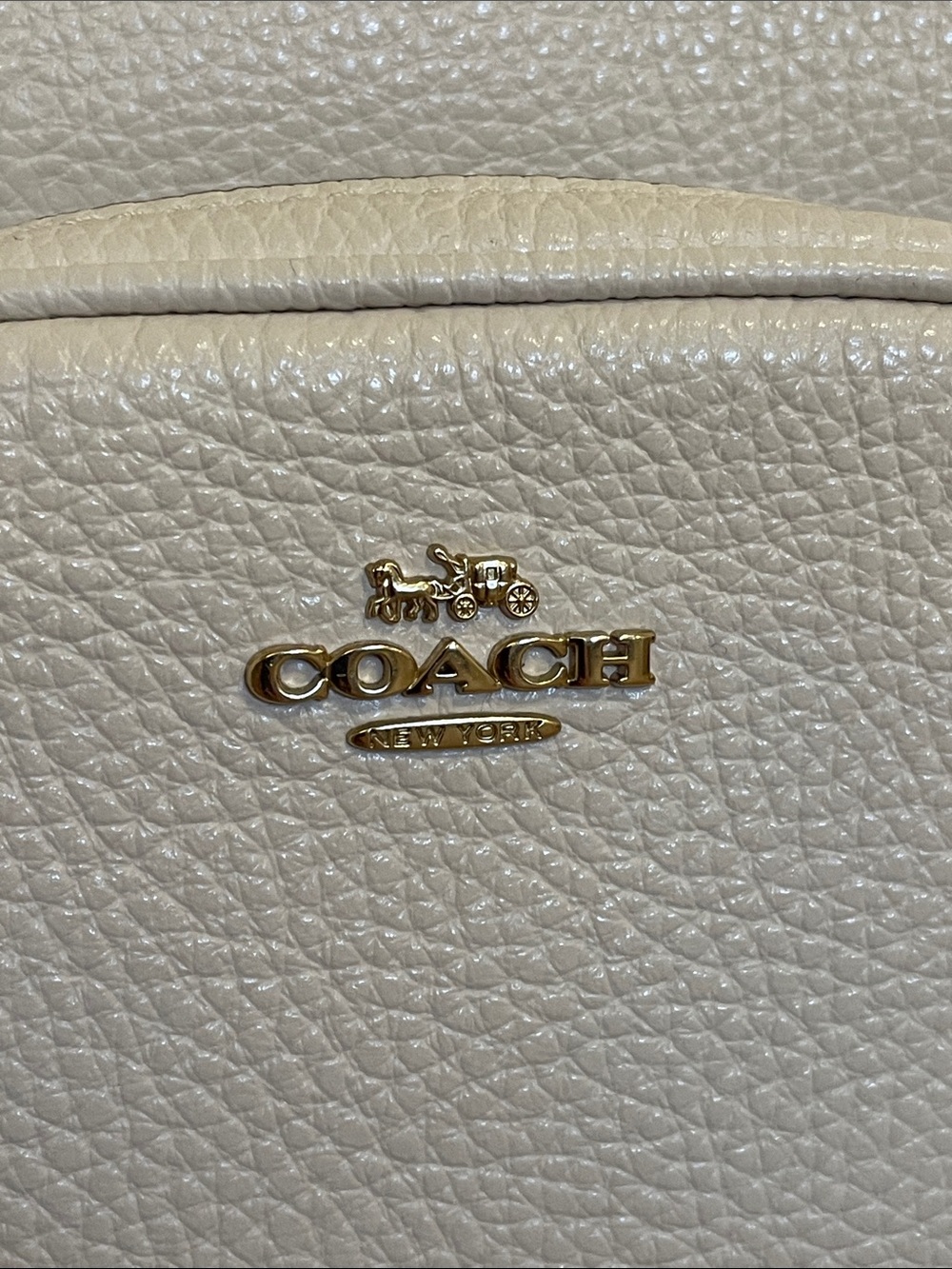 COACH, LIKE NEW Cream Pebble Leather Mini Court Backpack Bag - Picture 7 of 13